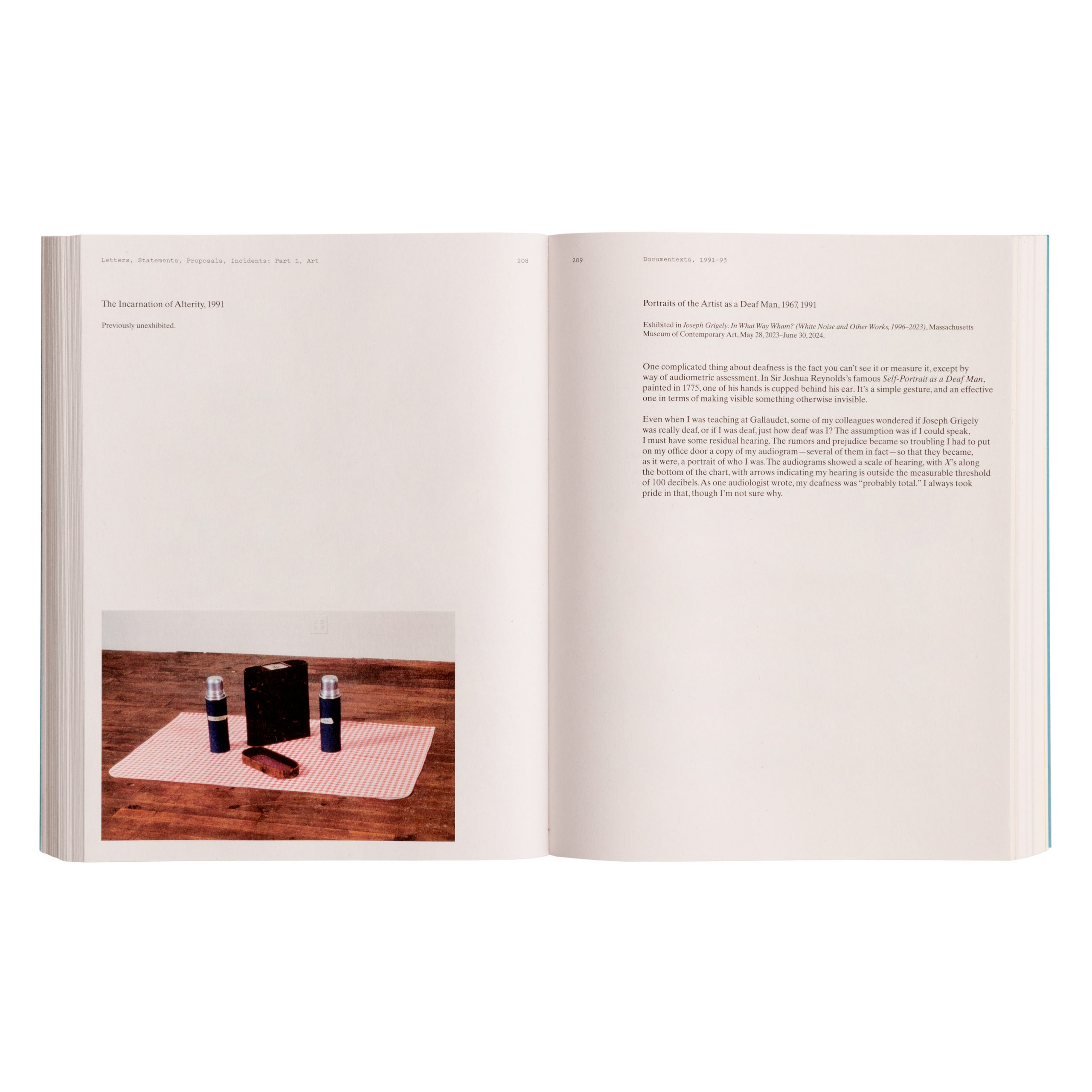 Two-page spread, featuring an excerpt from "Documentexts."