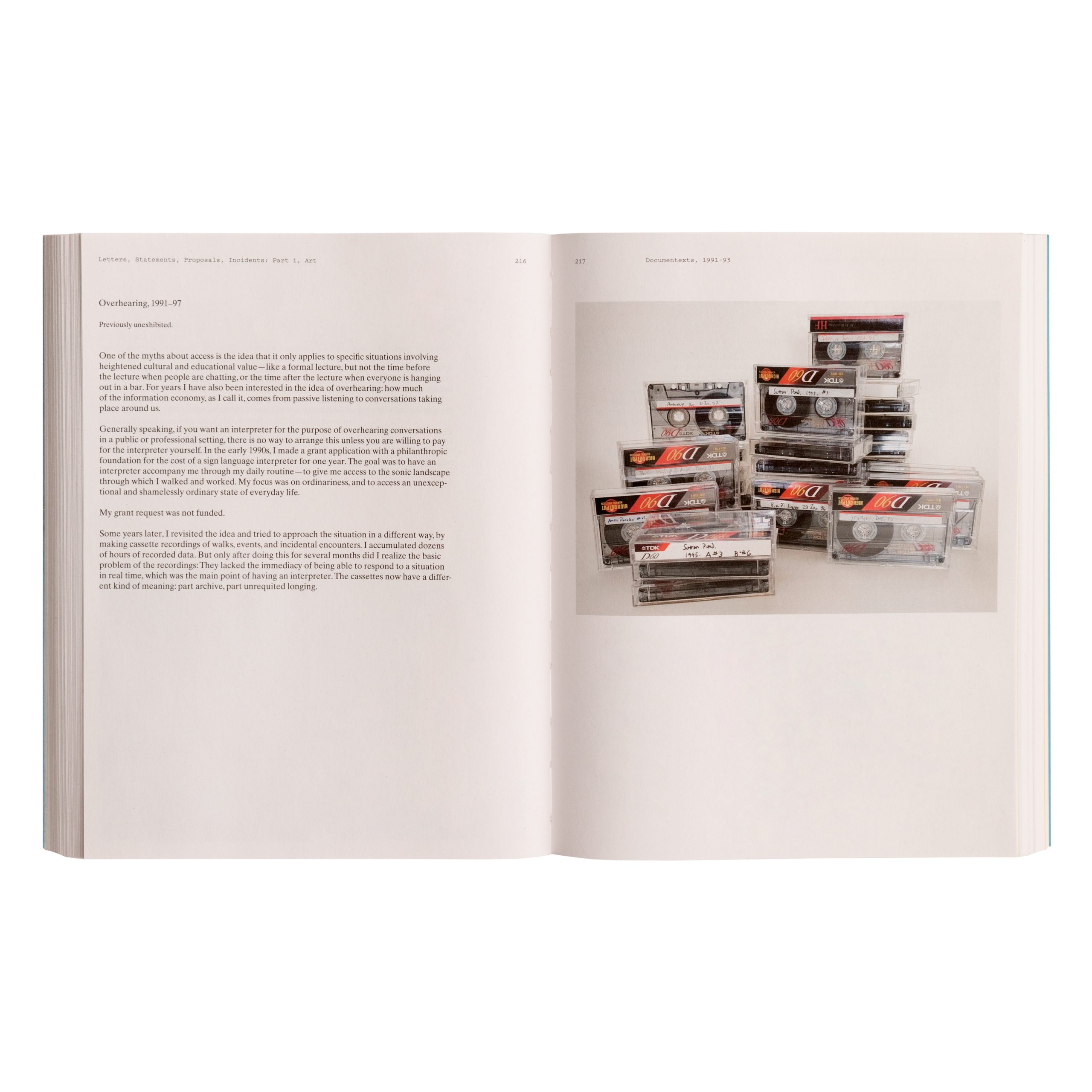 Two-page spread, featuring an excerpt from "Documentexts."